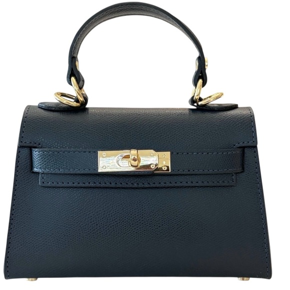 Voemien Handbags - Elegant Brand new Navy Mini Leather Handbag with Gold Hardware